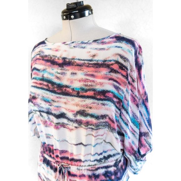 FIFTEEN TWENTY Colorful Silk Dolman Sleeve Relaxed-Fit Blouse + Drawstring Waist - Picture 8 of 13